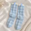 Calcetines de algodón para mujer, estilo primavera y otoño, calcetines de media pantorrilla a rayas azules estilo japonés, estilo coreano, modernos y versátiles