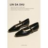 Zapatos Planos de Gama Alta para Mujer Boca Baja No Cansan los Pies Estilo Pequeño Chanel Vintage Negro Piel Suave Zapatos de una Sola Capa Tacón Grueso Zapatos Mary Jane Franceses