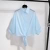 Verano 2025 Nueva Camisa de Gasa con Cuello Polo Cárdigan para Mujer Protector Solar Exterior Chaleco Pequeño Top Delgado de Moda