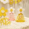 Suministro en stock Sombrero de cumpleaños de fieltro de margarita decoración no tejida accesorios para fotos de fiesta de cumpleaños para niños de jardín de infantes