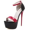 Sandálias de Salto Ultra Alto com Combinação de Cores da Moda com Fivela Salto Agulha Sapatos Femininos Comércio Exterior Transfronteiriço Tamanho 46 Sandálias Femininas