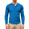 Nueva Camiseta Henley de Manga Larga Waffle con Botones, Secado Rápido, Raglán, Estilo Americano Casual para Hombre, Europea y Americana, Primavera y Otoño