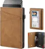 Carteira masculina de couro genuíno para comércio exterior personalizada, estilo curto, anti-scan RFID, grande capacidade, porta-cartões e carteira de couro bovino de camada superior vintage
