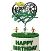Acessórios para Decoração de Bolo de Futebol da Copa do Mundo Topper Grande Suprimentos de Festa Bandeira de Papel para Assar Inserção de Feliz Aniversário