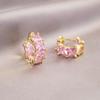 Pendientes con diseño de nicho, pequeños y exquisitos, con hebilla de circonitas geométricas, chapados en oro auténtico, para mujer.