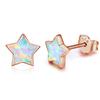 Brincos de Estrela Simples e Elegantes Elle Mosha S925 Prata Estrela de Cinco Pontas com Opala Brincos Rosa Dourado Atacado