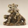 Ornamentos de Zhao Gongming Deus da Riqueza em Latão Puro Montando Tigre Deus da Riqueza Estátuas de Buda Sala de Estar Doméstica Presente de Inauguração Abertura
