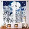 Cortinas de Natal transfronteiriças com estampas de floco de neve, árvore de Natal e boneco de neve, bandeiras de fundo para decoração de quarto de férias