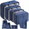 Bolsa de almacenamiento de viaje transfronterizo traje de almacenamiento de viaje de 8 piezas traje de 9 piezas bolsa de almacenamiento para clasificación de ropa al por mayor