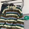 Suéter masculino de gola redonda listrado design de outono e inverno nicho japonês suéter pullover solto moderno suéter para usar por baixo