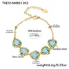 Acero Inoxidable Corazón Cortado Borde de Pan Piedra de Vidrio Bola de Acero Conjunto de Collar Pulsera Aretes Chapado en Oro Real de 18K Que No Se Desvanece