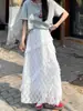 Saia de Renda Branca Feminina 2026 Novidades Primavera Verão Petite Fluida Casual Midi Evasê Saia Midi Camadas Irregulares