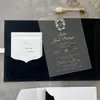 Caixas de Presente de Luxo Pretas com Estampagem Dourada Personalizadas para Venda por Atacado, Convites de Casamento Luxuosos, Convites de Casamento em Acrílico, Cartões de Casamento