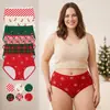 Calcinha de seda leitoso em formato de triângulo, temática clássica de Natal, multicolorida, transfronteiriça, confortável, altamente elástica e com design de cintura média, para mulheres