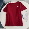 Camiseta de Manga Corta con Borlas y Bordado Pesado de Pony, con Forro Polar Australiano por Ambos Lados, Top Ajustado para Figuras Pequeñas, Moderno