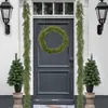 Rattan Navideño Simulado Caucho Suave Planta Verde Hoja de Pino Hoja de Ciprés Colgante de Puerta Decoración de Pared Guirnalda Verde Artificial de Navidad