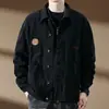 Jaqueta de trabalho com toque de jeans para homens, estilo primavera e outono, marca moderna, solta, retrô americano, lapela, casual, legal e um pouco rebelde