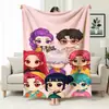 Manta de Sofá de Oficina Temática de Caza de Grupo Femenino de Kpop, Manta Estampada de Franela, Manta para Siesta de Mercancía Transfronteriza, Manta Cubierta
