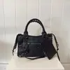 Bolso Biker con Remaches París, Bolso de Chica de Moda, Bolso de Mano Vintage de Alta Gama Francés, Bolso Almohada, Bolso Cruzado de Hombro