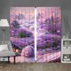 Populares 2 Piezas Venta Directa de Fábrica Nueva cortina de decoración para el hogar color lavanda impresión digital 3D cortina de barra partida