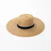 Moda Casual Nueva Primavera y Verano Europea y Americana Sombrero de Paja de Ala Ancha de Copa Plana con Cinta de Hoja de Palma Tejida a Mano Protección Solar Sombrilla Tendencia