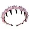 Diadema de moda con dientes de cristal rosa coreano, full-diamond, accesorio para el cabello, simple y elegante, diadema versátil vintage, pasador de pelo, estilo nuevo