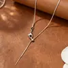 Corrente clavícula universal de aço titânio 45cm, corrente ajustável, colar de aço inoxidável, joias DIY de silicone, acessórios de pingente de contas