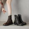 Botas Martin de piel de vaca con remaches distintivos y suela gruesa que aumentan la altura, botines de piel auténtica con tacón alto y hebilla de cinturón para otoño e invierno 2024 para mujer