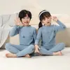 Ropa interior térmica para niños, Tops y pantalones térmicos de cachemir y seda para niñas, Conjuntos de pijama para niños mayores y adolescentes