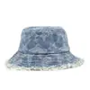 Chapéu de Pescador Jeans com Estampa Floral Coreana para Mulheres, Proteção Solar de Primavera, Estilo Japonês Moderno, Chapéu com Aba para Proteção Solar Juvenil, Tendência Ins