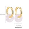 Pendientes de acero inoxidable con diseño transfronterizo europeo y americano, color oro de 18 quilates y piedra natural, estilo nacional, nuevos pendientes redondos de estilo chino, con hebilla para la oreja, joyería para las orejas.