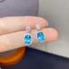 Pendientes Brillantes de Topacio Paraíba Neón Piedra Principal 6*8mm Cuerpo Completamente Limpio Color Fuego Súper Impresionantes