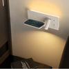 Lámpara de Pared LED de Aluminio para Lectura Casual con Carga Inalámbrica USB para Teléfono Móvil con Interruptor Estudio Dormitorio Mesita de Noche Carga Inalámbrica