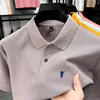 Nova camiseta de algodão masculina de verão, casual de negócios, cor sólida, versátil, estilosa, camisa polo com gola, solta e respirável