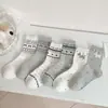 Cuatro Estaciones Puntos de Ola Cachorro Retro Fairisland Amor Estilo Coreano Algodón Calcetines para Mujer Ins Estilo Barroco Lazo Pila