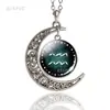 Collar con símbolo de las 12 constelaciones comercio exterior explosión Joyería con colgante de Gema del Tiempo Luna Creciente fabricante suministro punto spot al por mayor
