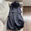 Conjunto de tres piezas de ropa de trabajo de manga larga + chaleco de trabajo con cuello alto + falda, venta al por mayor N3DTZ8082