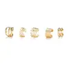 Set Sencillo de Cinco Piezas de Aretes Personalizados con Hoja de Oro para Mujer, Accesorios de Lujo Ligero, Aretes con un Toque de Alta Gama