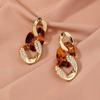 Pendientes de Nueva Llegada 2022 Tendencia de Moda Otoñal Celebridad de Internet Estilo Frío Cadena de Candado para Mujer Pendientes Acrílicos Chapados en Oro Pendientes