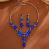 Set de collar de joyería transfronterizo europeo y americano para mujer, set de 2 piezas, diseño de hoja, joyería lujosa, nuevos accesorios de boda para novia al por mayor