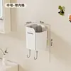Organizador de almacenamiento de cocina de pared, no requiere taladro, caja compartimentada de gran capacidad con ganchos, estante de almacenamiento para cocina y baño