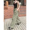 Calça Cargo de Perna Larga Lisa com Laço para Mulheres Verão 2026, Novo Estilo com Cintura Elástica, Calça Casual Reta Solta