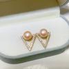 Nova Prata Esterlina S925 Pérola Natural de Água Doce Genuína Joias Brincos Banhados a Ouro 18K Joias de Pérola Zhuji Uma Peça Dropshipping