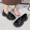 Mocassins para Mulheres, Primavera e Outono Estilo Japonês Sapatos de Uniforme Jk, Versátil Marrom Retrô Estilo Britânico Sapatos de Couro Pequenos, Flats Pretos de Sola Grossa