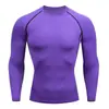 Camiseta de Manga Larga Ajustada para Hombre, Disponible en Stock, Transfronteriza, Adecuada para Entrenamiento de Baloncesto, Deportes, Fitness, Elástica, Secado Rápido, Transpirable, Top de Camiseta para Correr