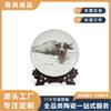 Prato decorativo de cerâmica de búfalo com desenho preto e branco de Jingdezhen, prato decorativo moderno e simples para mesa de casa