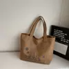 Bolsa Tote Bordada Estilo Preguiçoso Nova para Outono e Inverno para Mulheres, Bolsa de Ombro Grande Capacidade Estilo Japonês Ins para Trabalho e Compras