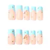 Uñas para Manicura Más Vendidas Transfronterizas Estilo Mariposa Azul Fresca Tridimensional con Diamantes Estilo Francés Chino Uñas para Usar Venta al por Mayor