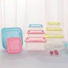 Caja de almacenamiento cuadrada refrigerada para frutas y verduras, tamaño pequeño, apta para microondas, recipiente sellado, caja de arcilla ultraligera para niños