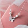 Collar Nalan S925 de plata esterlina con cuentas de mariposa mori, joyería de cuello con temperamento para mujer Y01366